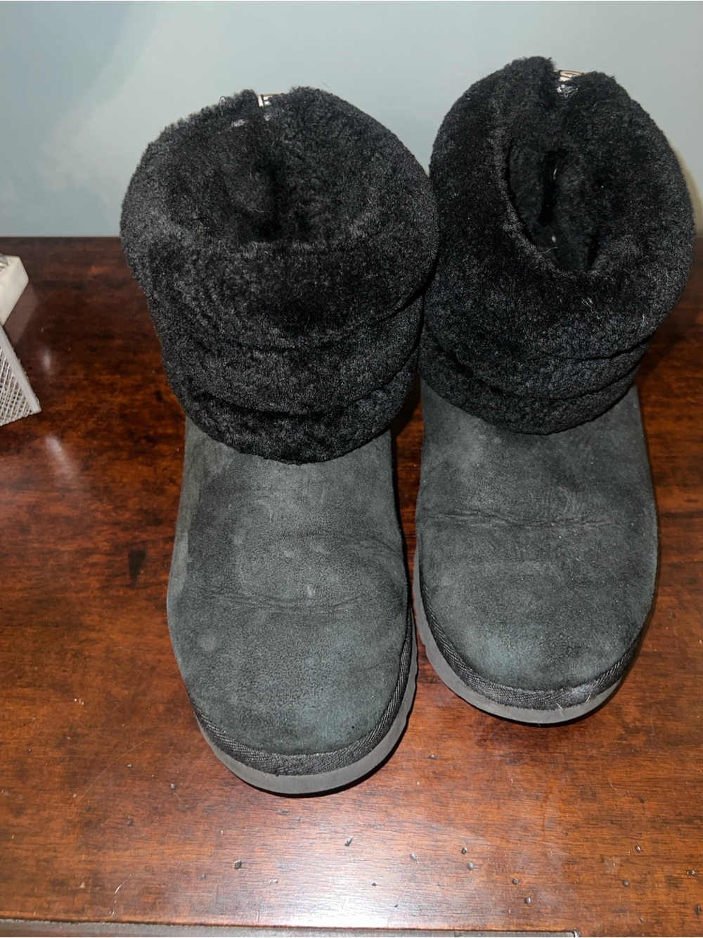 UGG Black Suede Shearling Ankle Booties